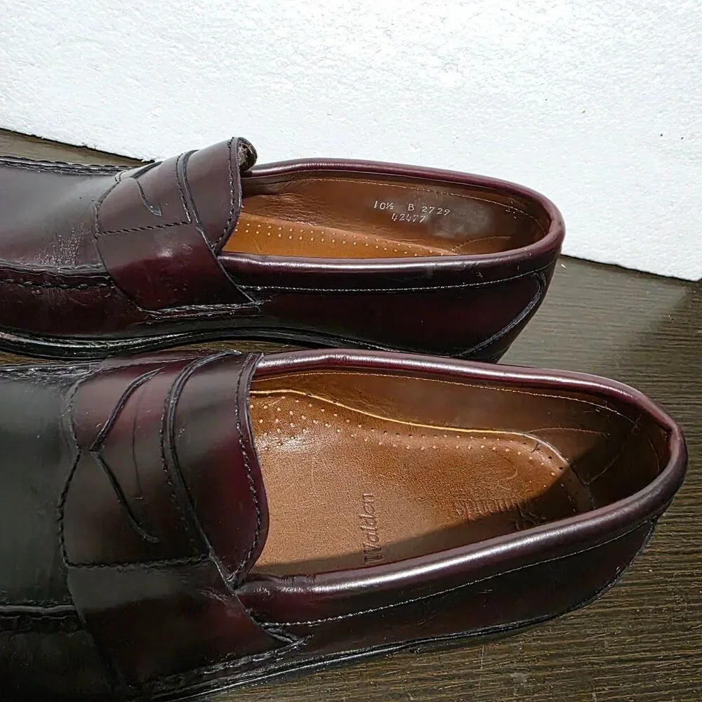 Allen Edmonds Walden Penny Burgundy Leather Dress Loafers Men 10,5B